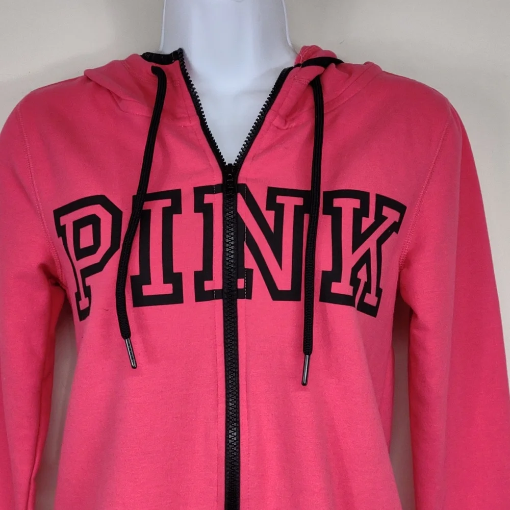 Victoria's Secret Pink XS Hot pink hooded zippered Jacket - Picture 2 of 9